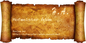 Hofmeister Ádám névjegykártya